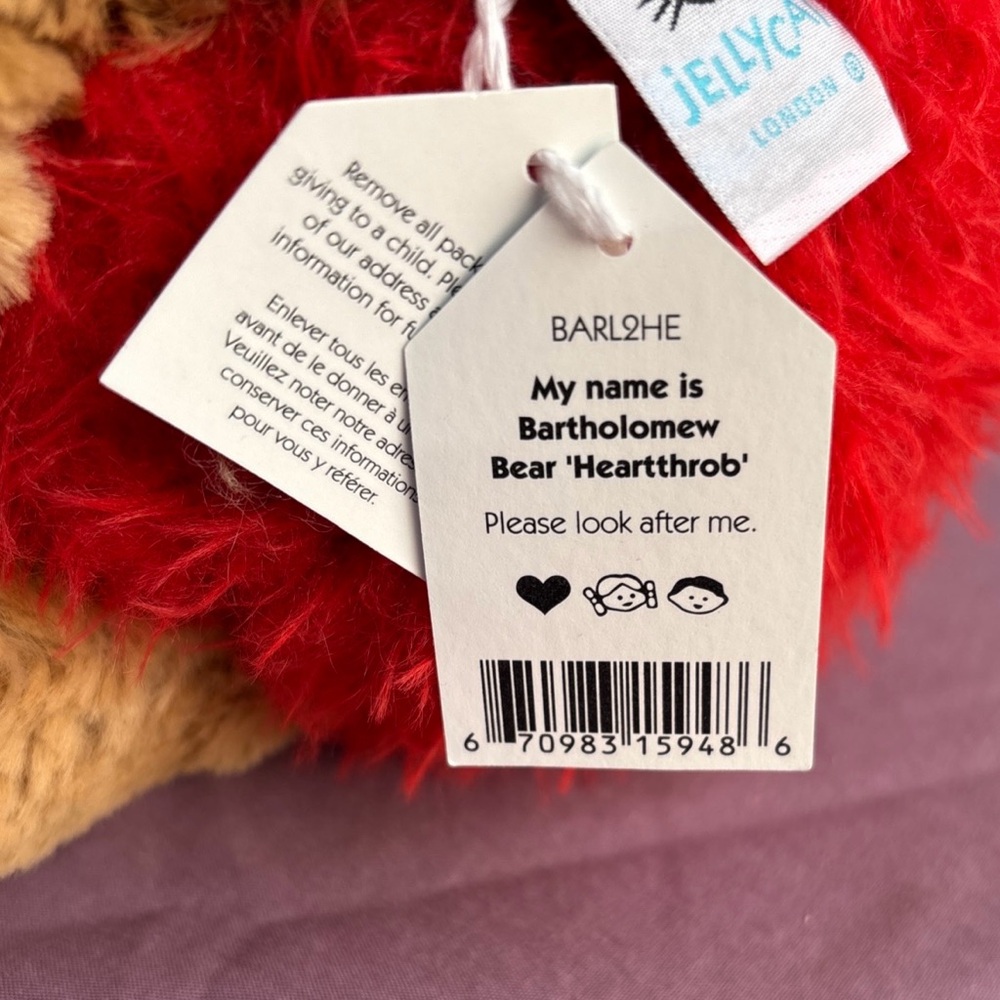 Jellycat Bartholomew Bear HEARTTHROB Authentic US seller HTF RETIRED Valentines - Picture 8 of 14